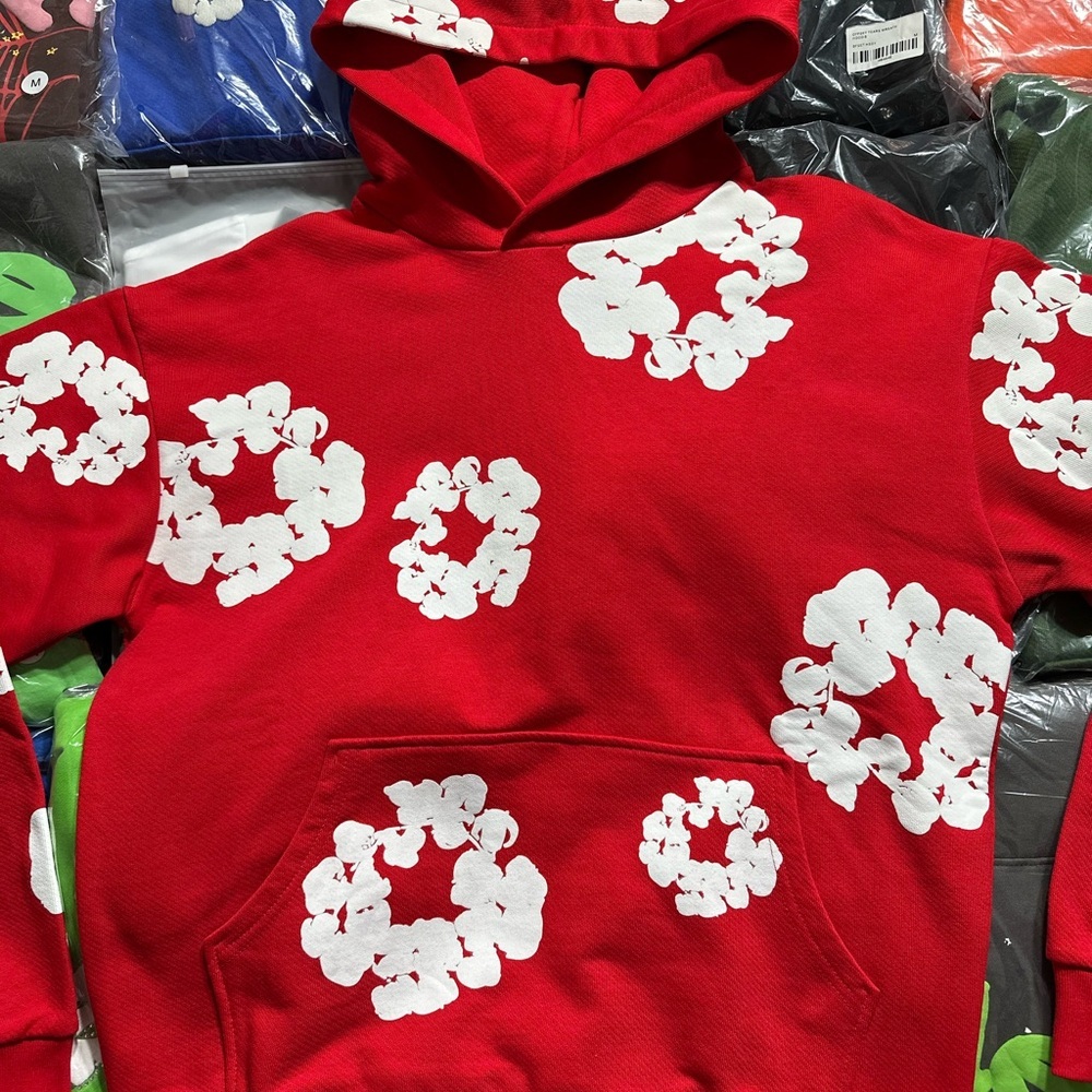 Denim Tears The Cotton Wreath Hoodie ‘Red’ - Picture 3 of 7